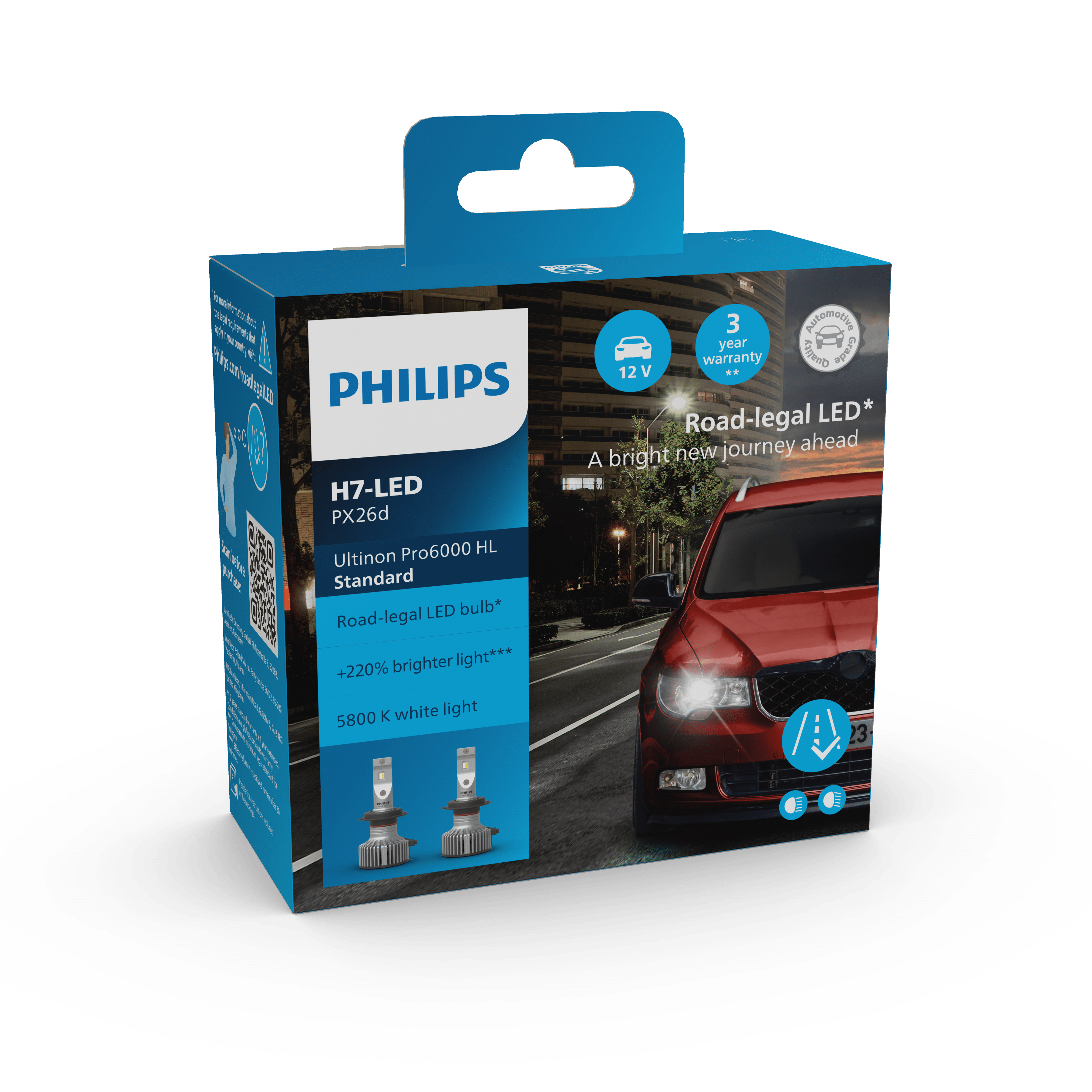 Philips Automotive Lighting H7 Standard Halogen Replacement Headlight Bulb,  2 Pack, white