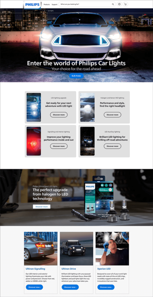 Image of Philips Automotive Lighting Website in North America