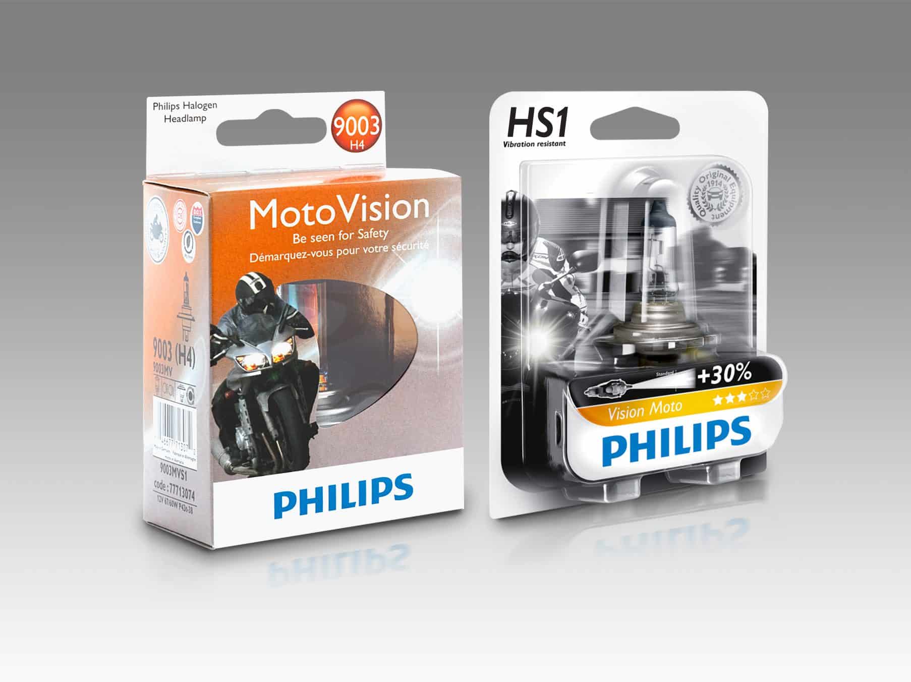 Philips Moto H4 long life bulb 4x More Vibration Resistant 